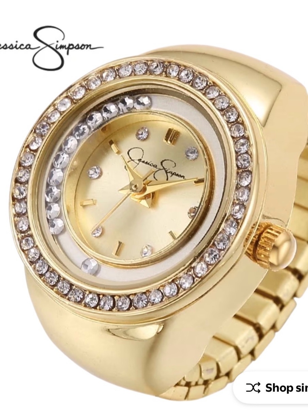 Jessica Simpson Gold Tone Crystal-Trim Women's Watch
